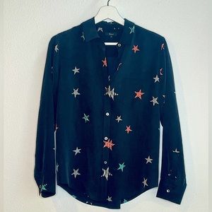 Rails. XS. Long sleeve blouse. Black silk.